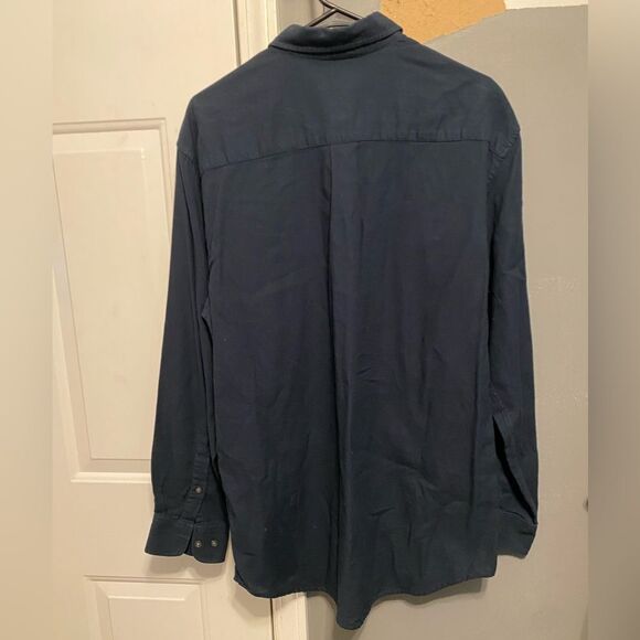 Express Navy Long Sleeve Button Down Top Size Large - Picture 2 of 3